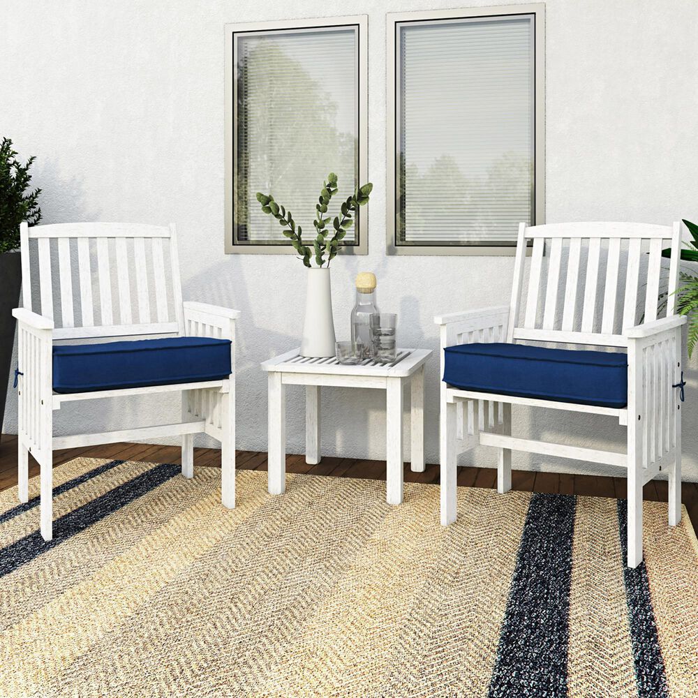 CorLiving Miramar 3-Piece Patio Chat Set in White/Navy Blue, , large
