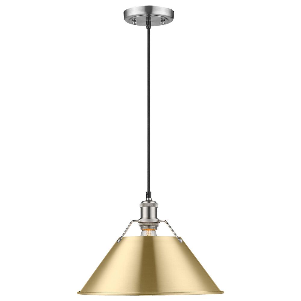 Golden Lighting Orwell 1-Light Wide Large Pendant with Brushed Champagne Bronze Shade in Pewter, , large