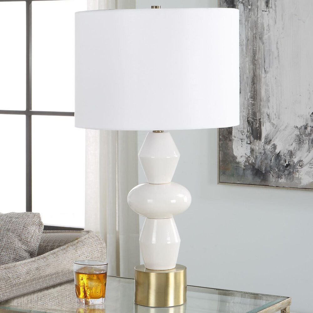 Uttermost Architect Table Lamp in White and Antique Brushed Brass, , large