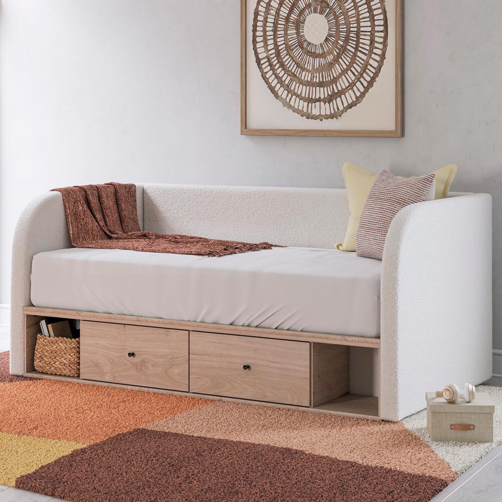 Ashley Arloster Twin Upholstered Day Bed with Storage  in Tan/White, , large
