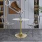 Leisuremod LeisureMod Verve Collection 27 Round Dining Table, Brushed Gold Base with Sintered Stone White Top, , large