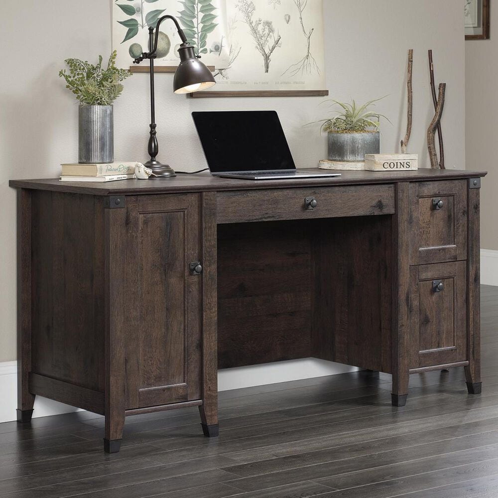 Sauder Carson Forge Computer Desk in Coffee Oak, , large