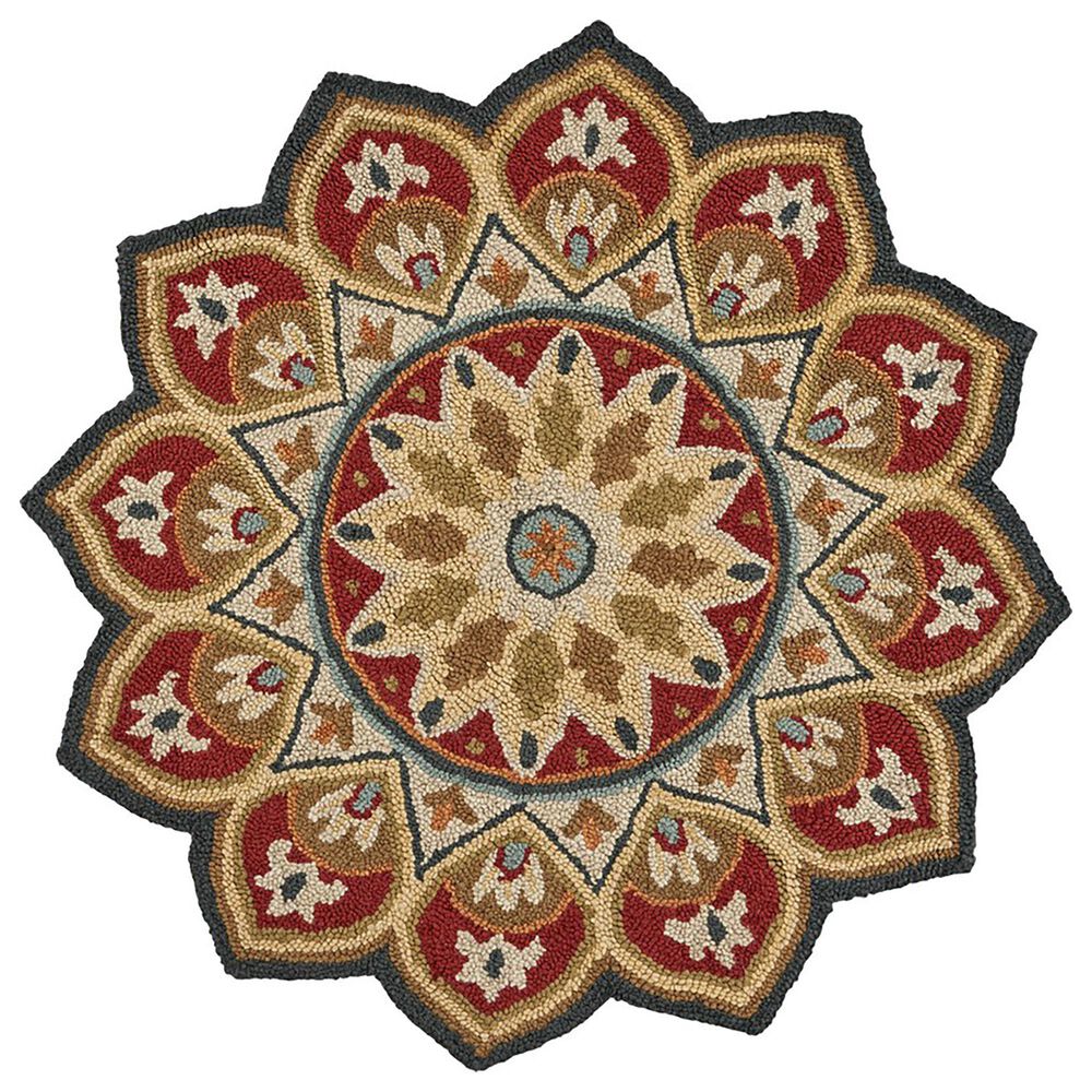 L&R Resources Sinuous Sunflower 4" Scalloped Red Area Rug, , large