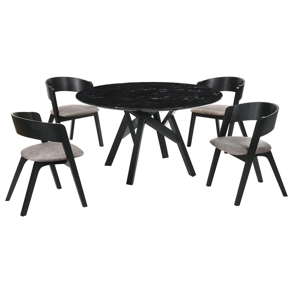 Blue River Venus and Jackie 5-Piece Dining Set with Brown Cushion in Black, , large
