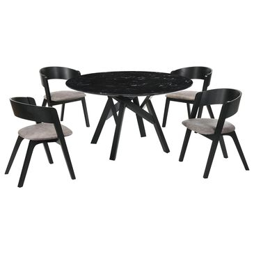 Blue River Venus and Jackie 5-Piece Dining Set with Brown Cushion in Black, , large