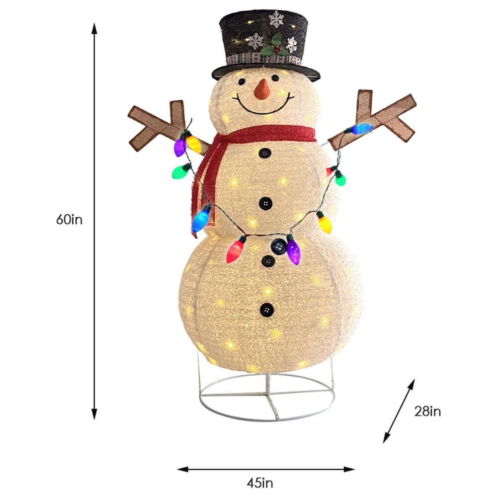HOMLUX Stretch Snowman with LED Lights in White, , large