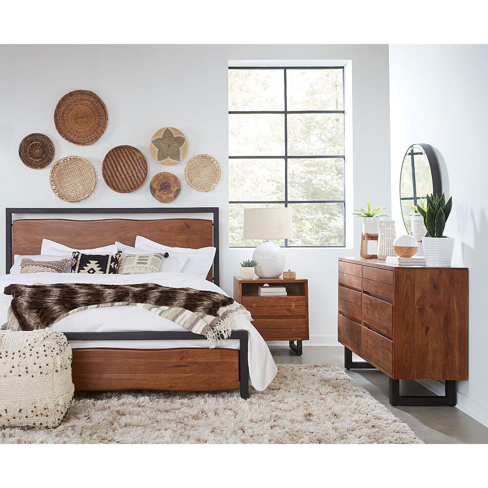 Home Trends &amp; Design Aspen Queen Platform Bed in Walnut and Antique Zinc, , large