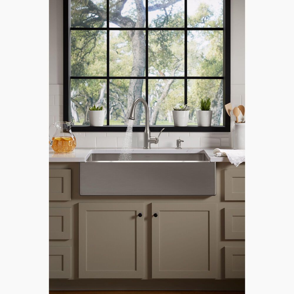 Kohler Strive 35.5" Single Bowl Farmhouse Kitchen Sinks in Stainless Steel, , large