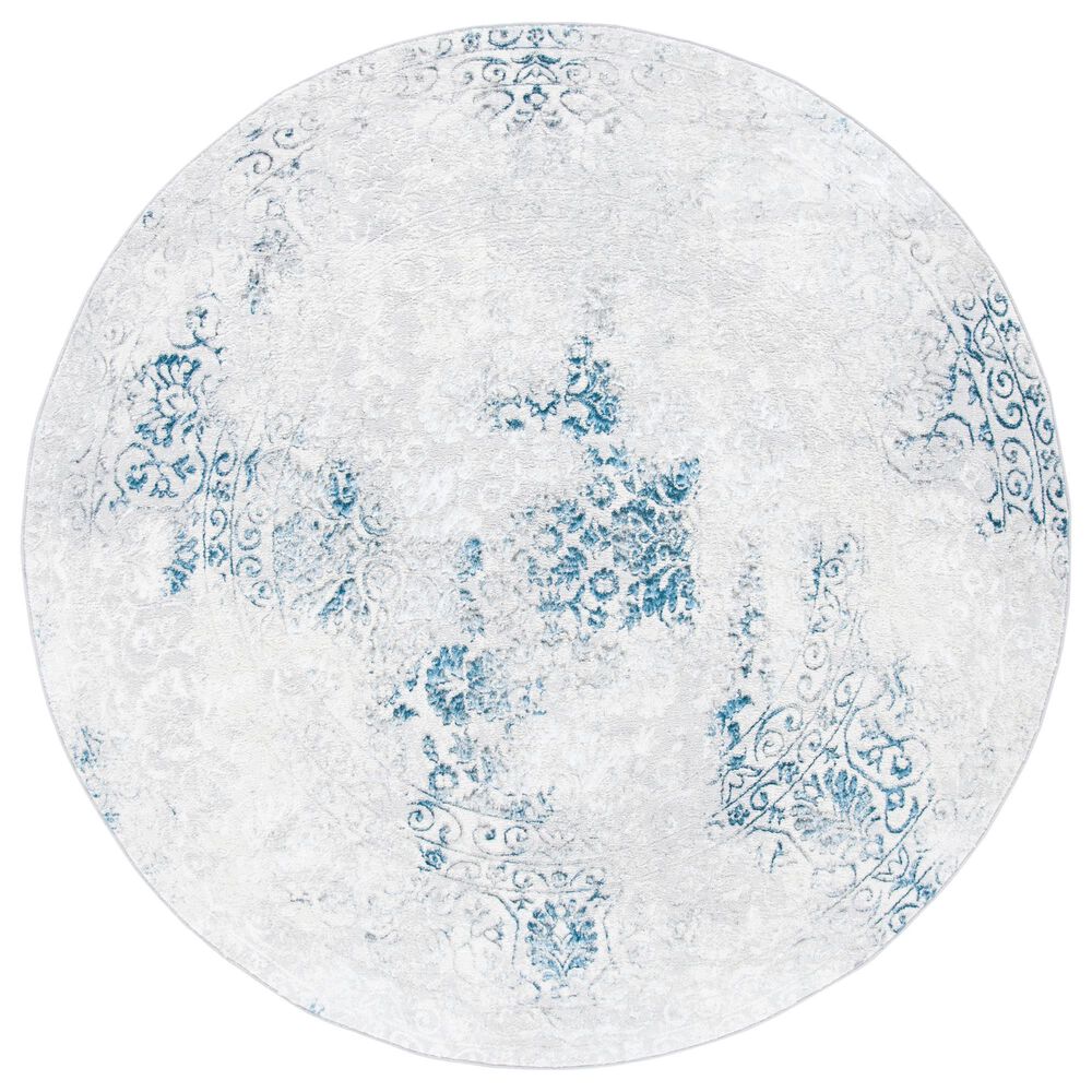 Safavieh Orchard Oriental 6"7" Round Grey and Blue Area Rug, , large