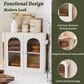 HOMLUX Small Slat Arch-Door Bread Box in White, , large