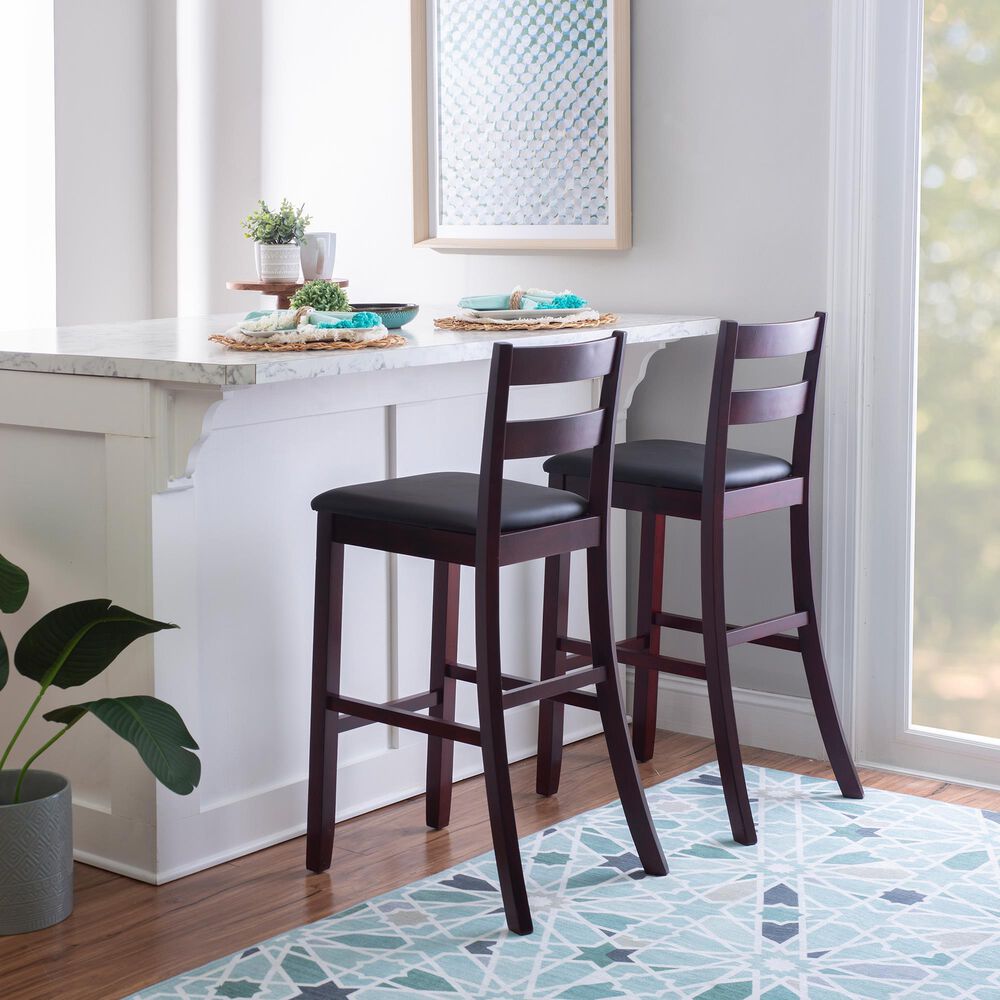 Linon Home Decor Torino Soho Bar Stool in Merlot, , large