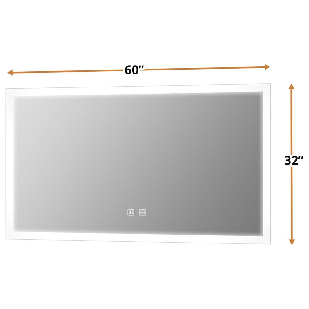 Lexora Home Aurorium 60" x 32" LED Vanity Mirror in White, , large