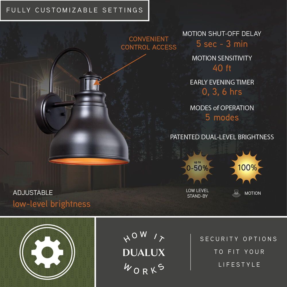 Vaxcel Delano 1-Light Outdoor Motion Sensor Wall Sconce in Oil Burnished Bronze, , large