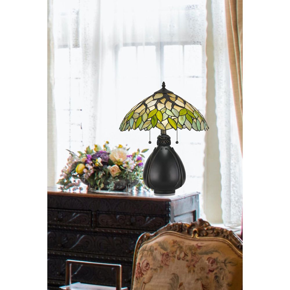 Cal Lighting Tiffany Table Lamp in Dark Bronze and Green, , large