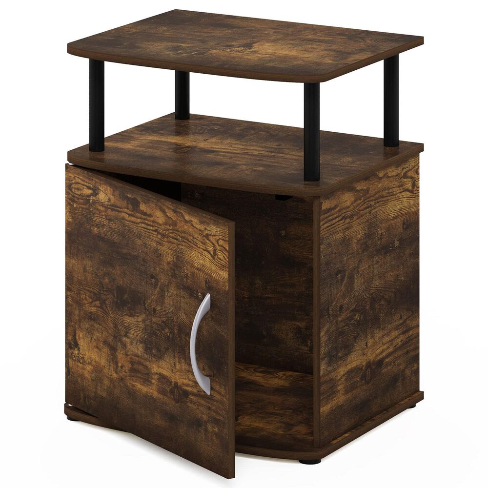 HOMLUX End Table with Open Shelf in Amber Pine and Black, , large