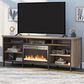 DHP Damson 67" TV Stand with Electric Fireplace in Danish Walnut and Black, , large