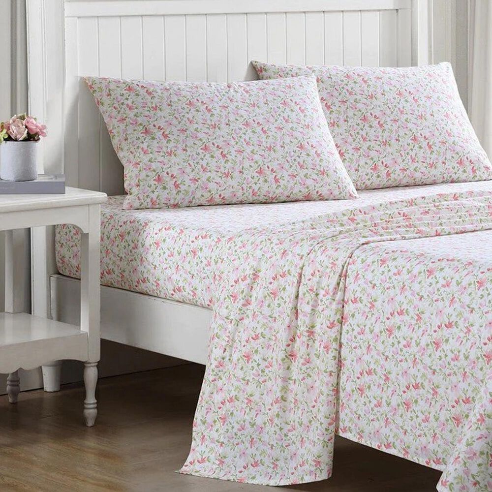 Revman Norella 4-Piece Full Sheet Set in Pink and Green, , large