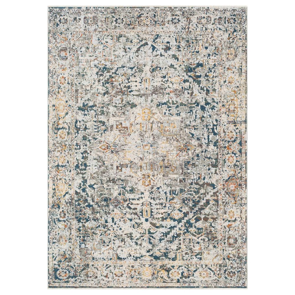 Surya Presidential Ice Blue, Blue, Dusty Sage, Saffron, Ivory, Wheat, Orange, Light Olive, Gray and Charcoal 11&#39;6&quot; x 15&#39;6&quot; Area Rug, , large