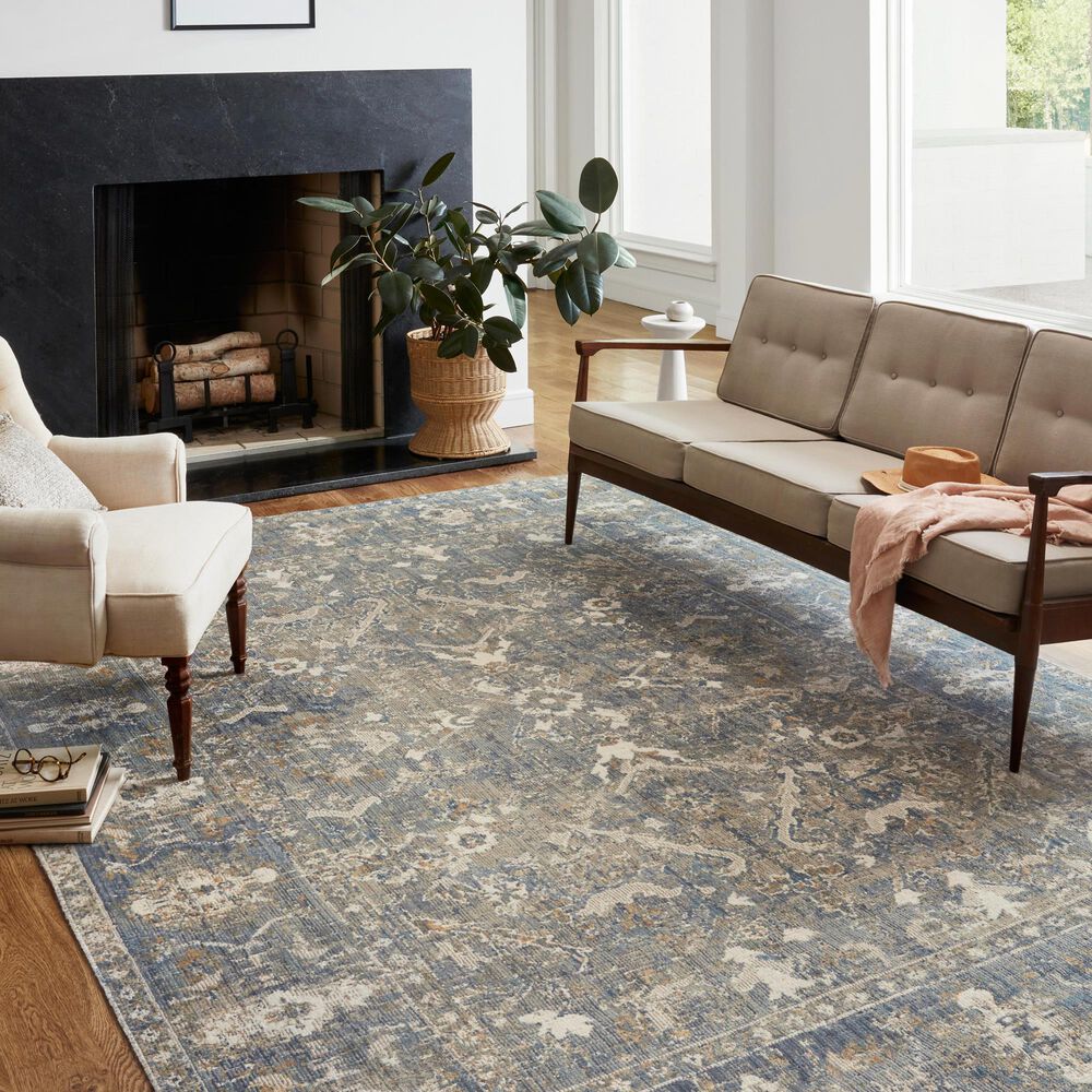 Chris Loves Julia x Loloi Rosemarie 6&#39;3&quot; x 9&#39; Sand and Lagoon Area Rug, , large