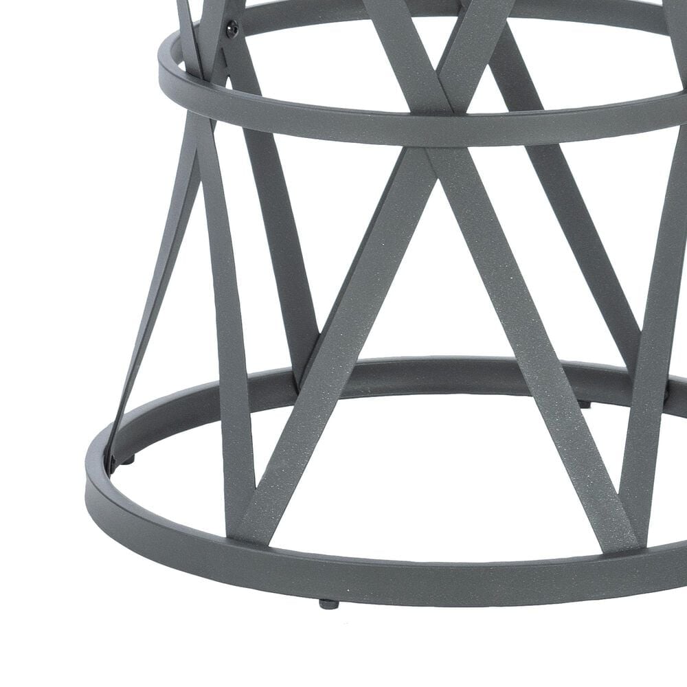 Linon Home Decor Brolin Metal Barrel Table in Brown and Charcoal, , large
