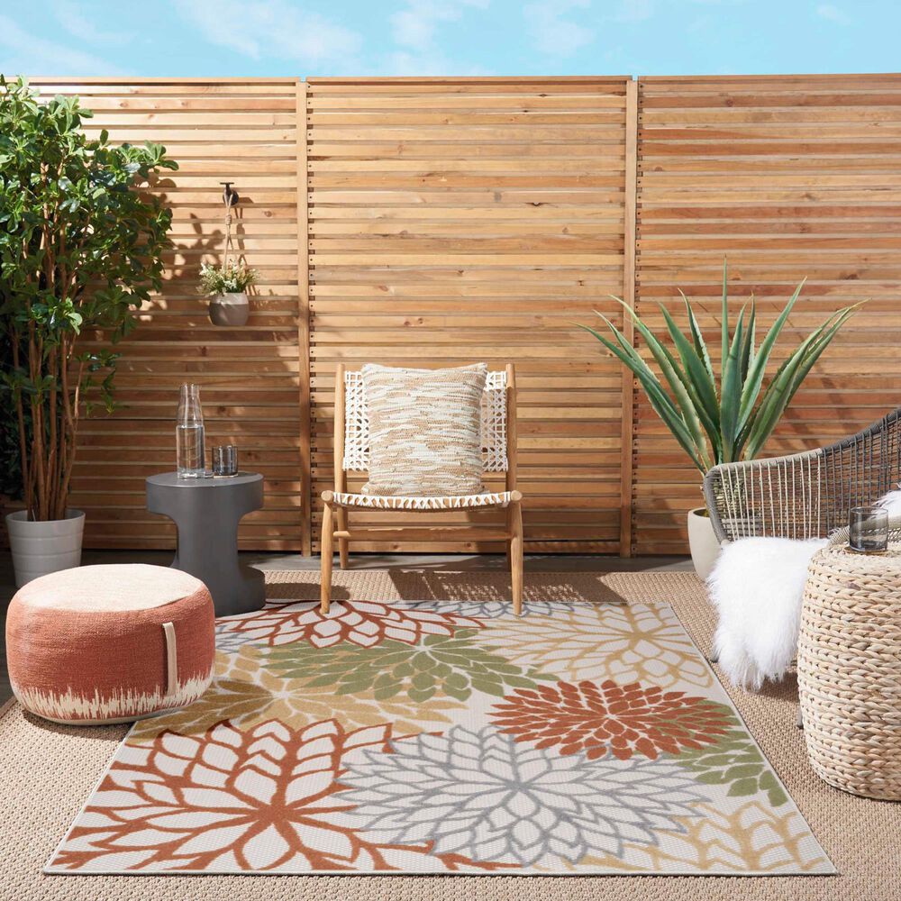 Nourison Aloha ALH05 3&#39;6&quot; x 5&#39;6&quot; Ivory and Multicolor Indoor/Outdoor Area Rug, , large