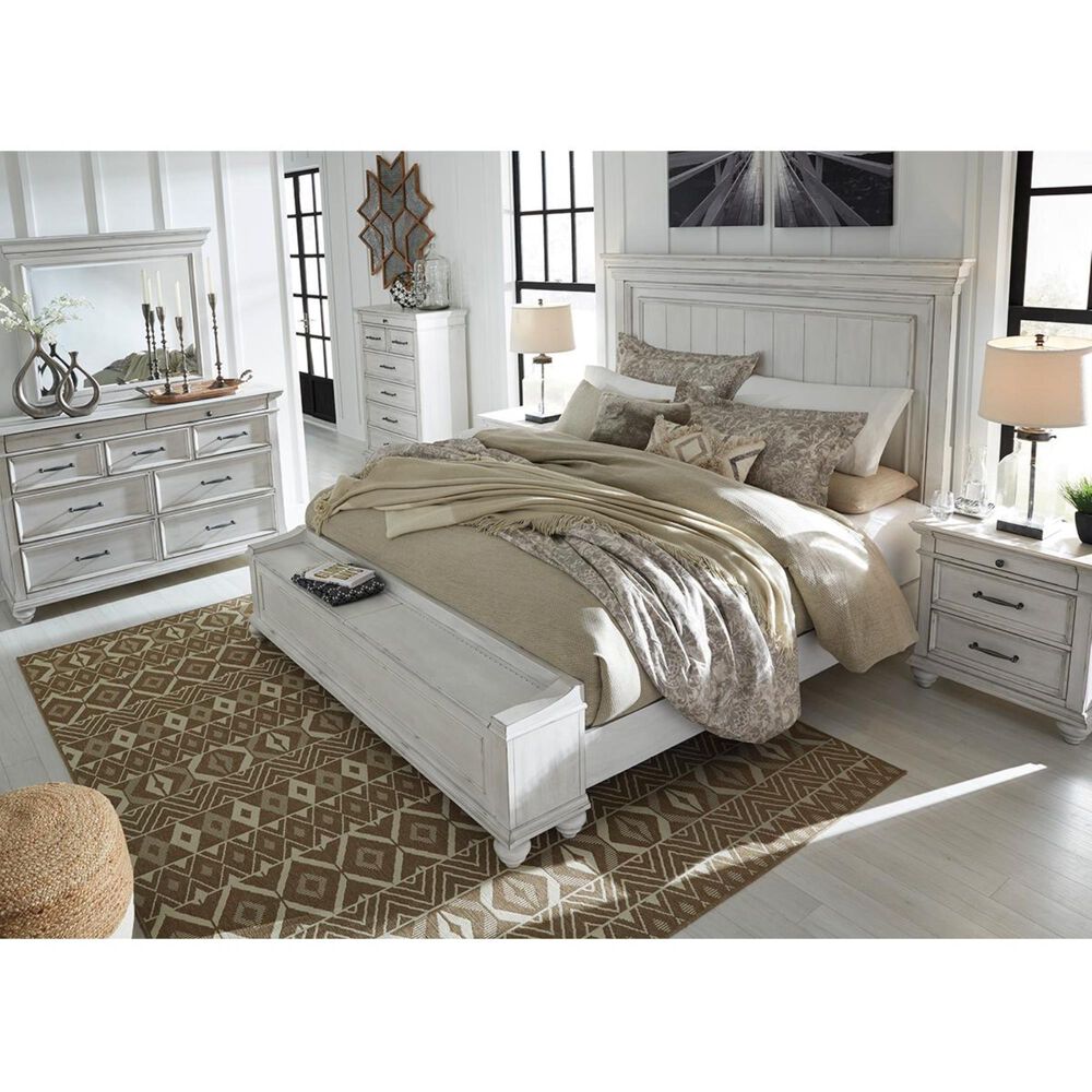 Ashley Kanwyn Queen Storage Bed in Distressed Whitewash, , large