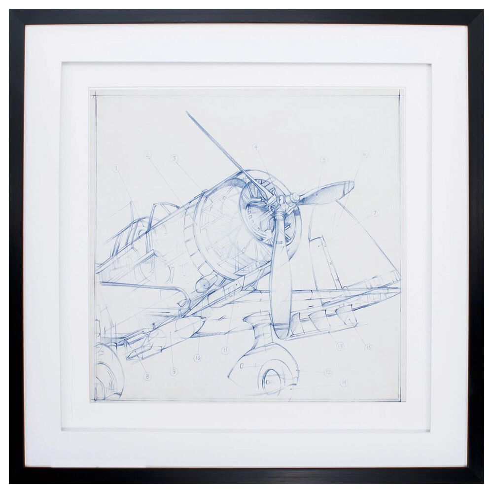 Propac "Airplane Sketch I" Wall Art in Blue, , large