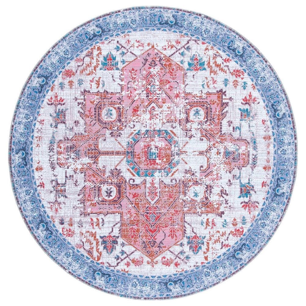 Safavieh Serapi 6"7" Round Rust and Blue Area Rug, , large