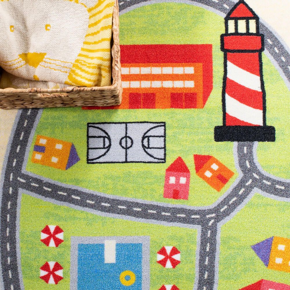 Safavieh Kids Playhouse KPH202M 3&#39;3&quot; x 5&#39;3&quot; Blue and Green Rug, , large