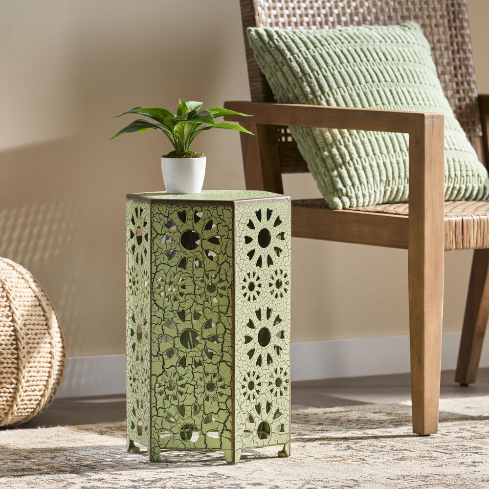 Hearth and Haven Eliana 12&quot; Patio Side Table in Green, , large
