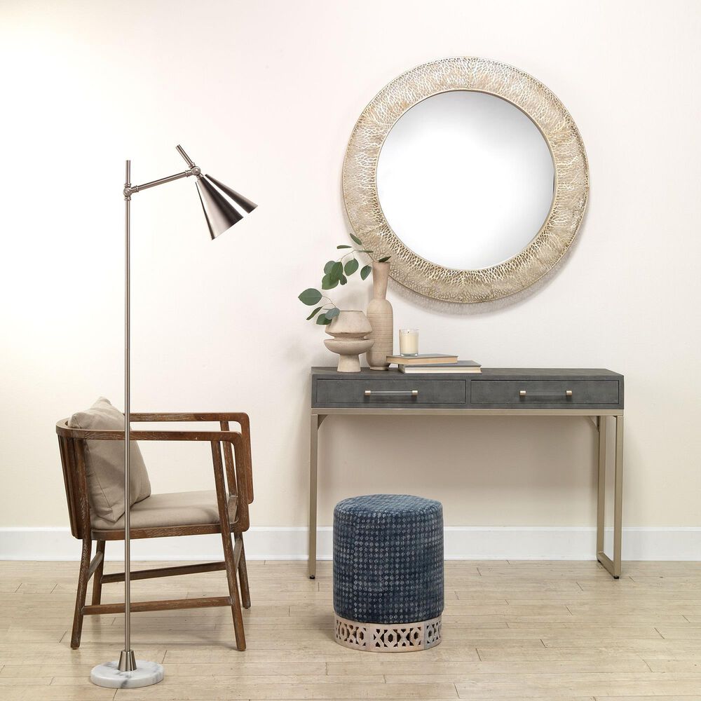 Splendor Living Kain Console Table in Grey and Brushed Champagne, , large