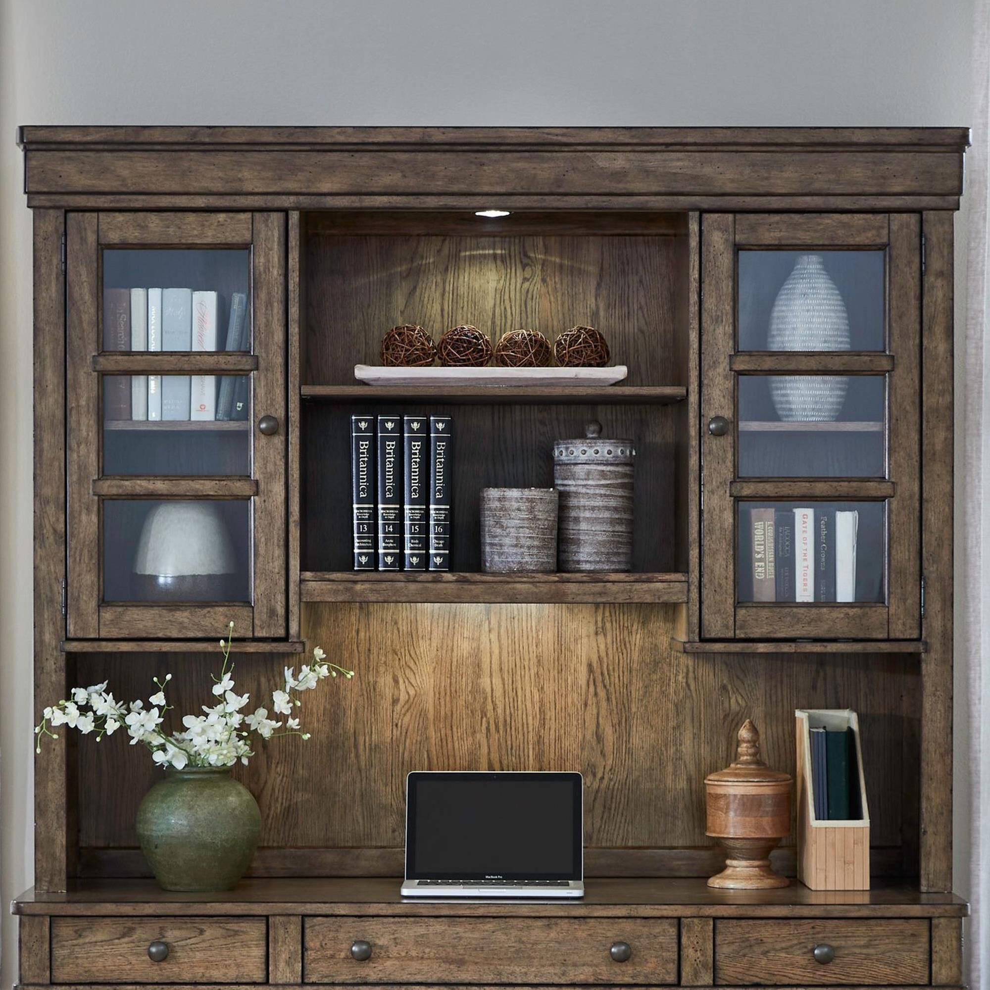 Liberty Furniture Carolina Park Credenza Desk with Hutch in