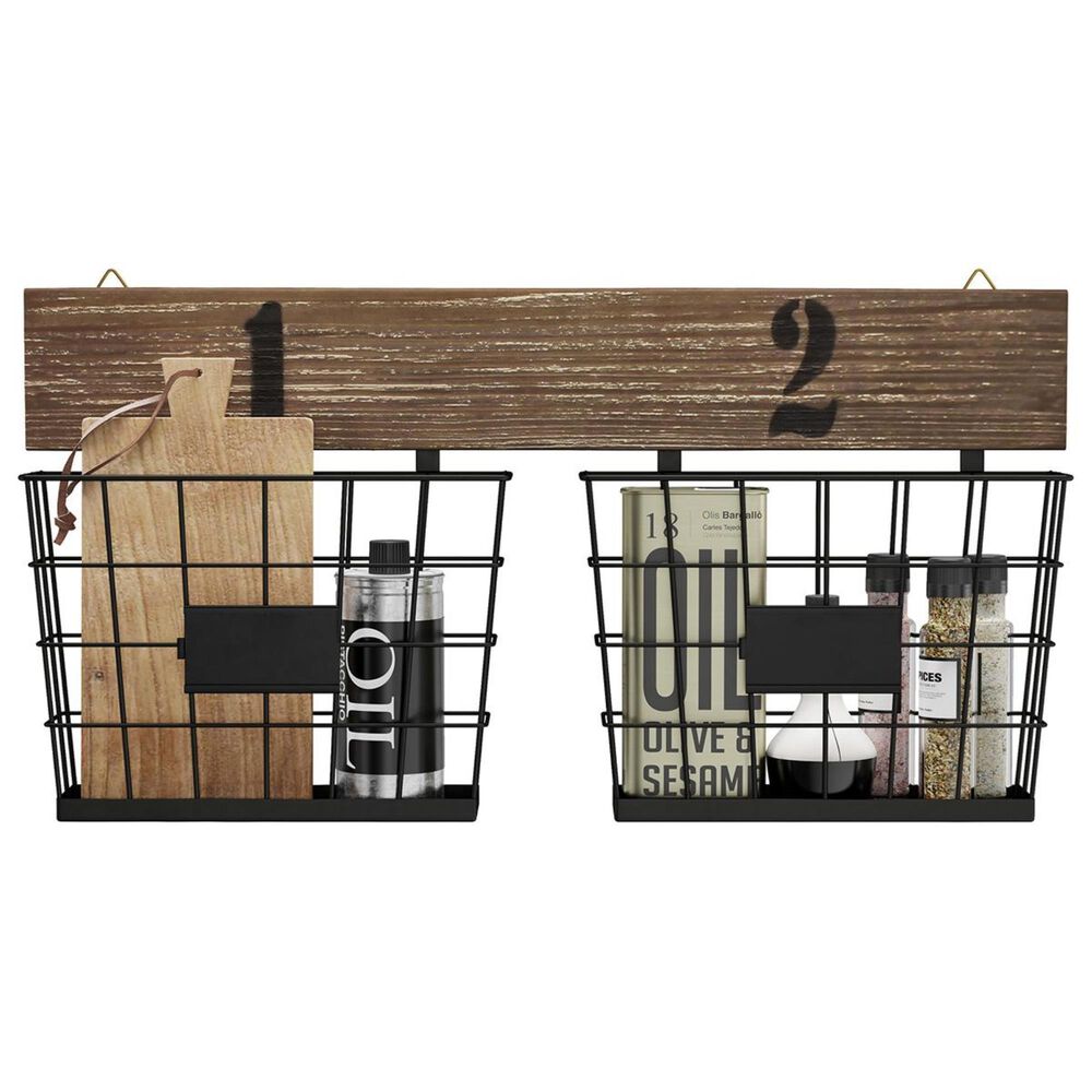 Timberlake Lavish Home Hanging Double Wire Basket in Matte Black, , large