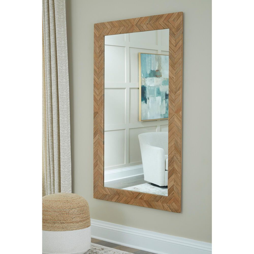Ashley Waylane Floor Mirror in Light Brown, , large