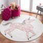 Safavieh Carousel CRK163 5"3" Round Ivory and Pink Kids Area Rug, , large