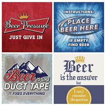 Carson Gifts Beer Logo Square House Coasters in Multicolor (Set of 4), , large