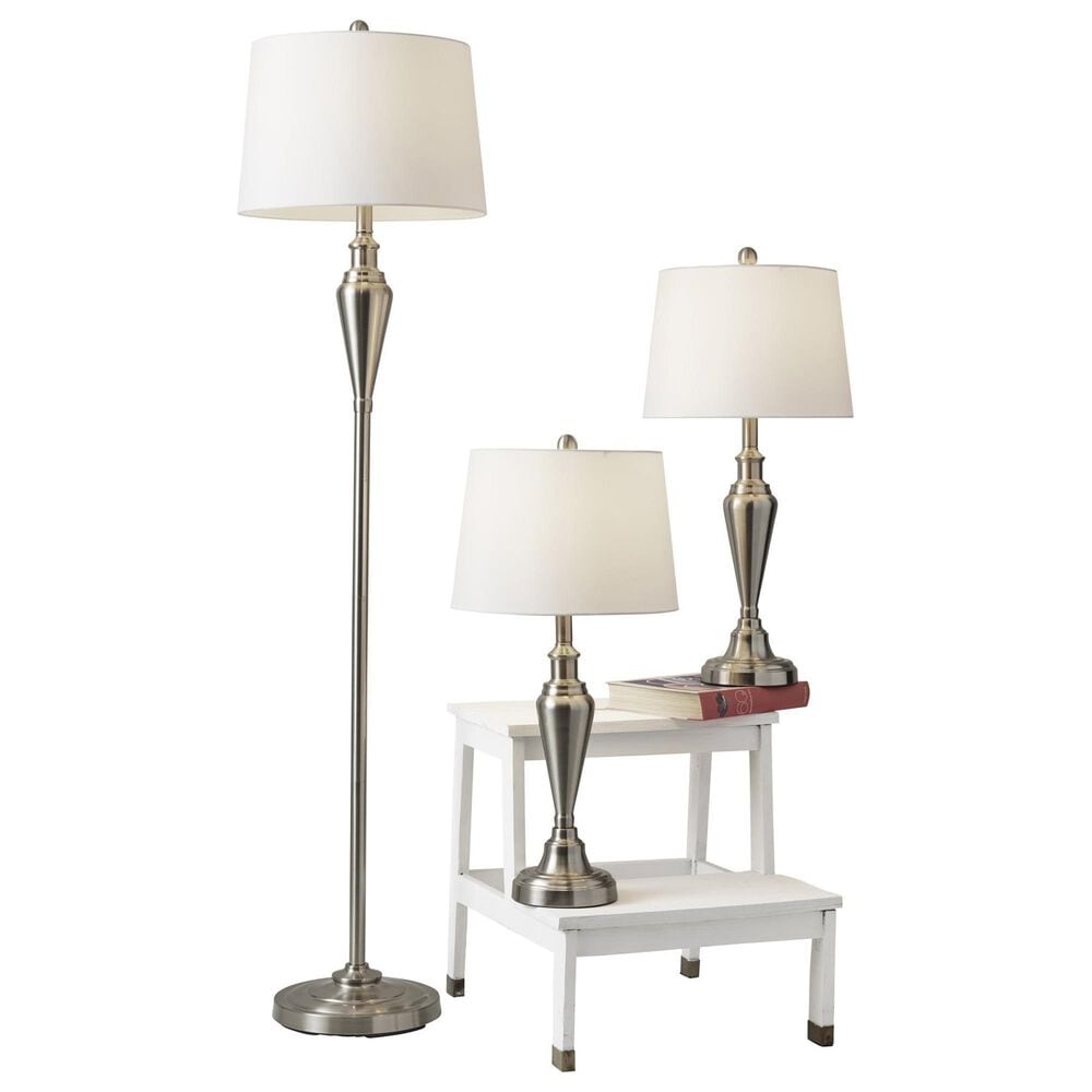 Adesso Glendale 3-Piece Lamp Set in Brushed Steel, , large