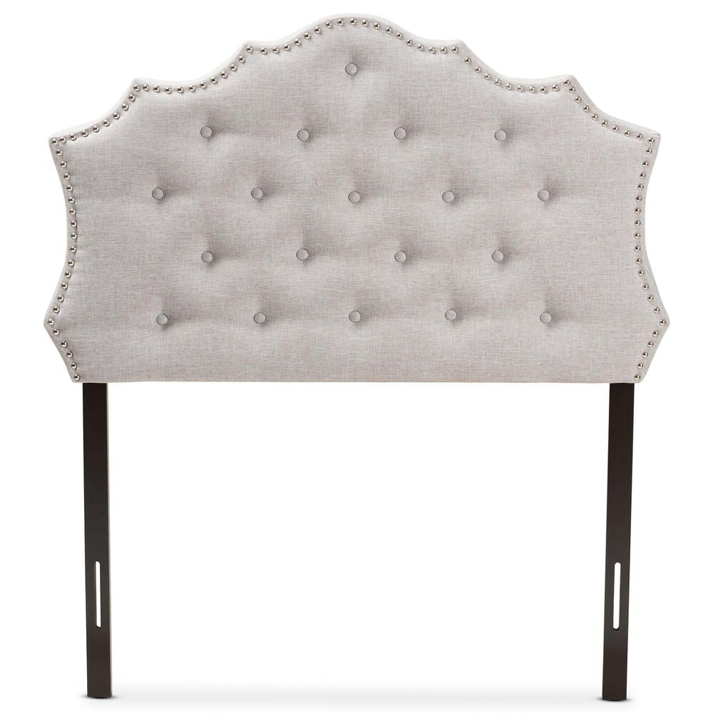 Baxton Studio Aurora Twin Upholstered Headboard in Greyish Beige, , large