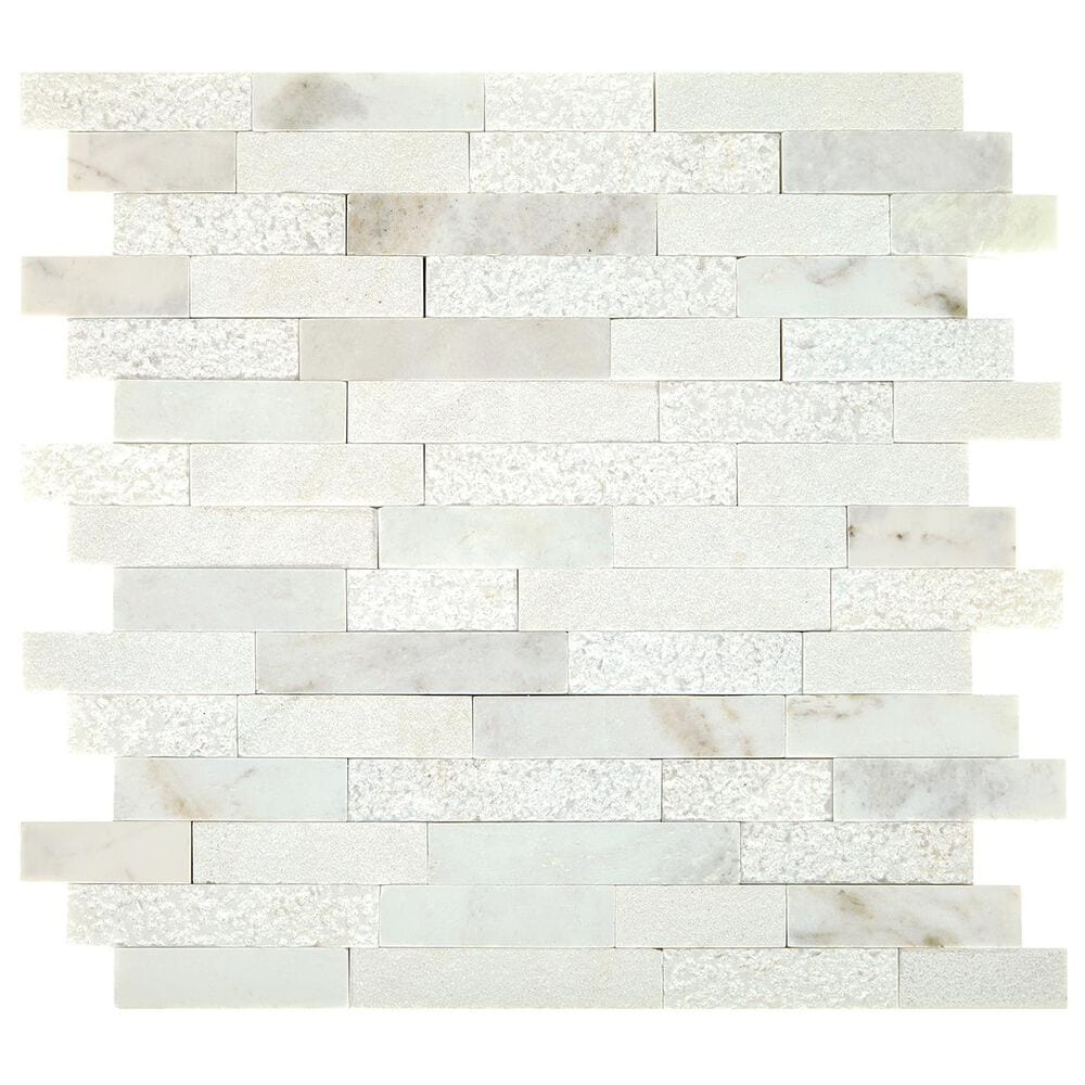 Dal-Tile Minute Mosaix Daphne White 12"x13" Linear Random Mosaic Sheet, , large