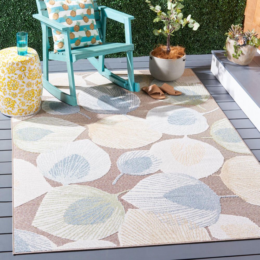 Safavieh Sarasota 5&#39;3&quot; x 7&#39;7&quot; Grey and Brown Indoor/Outdoor Area Rug, , large