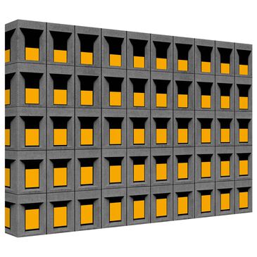 Timberlake Inge Schuster "Yellow Squares" 16" x 24" Canvas Art in Grey/Black/Yellow, , large