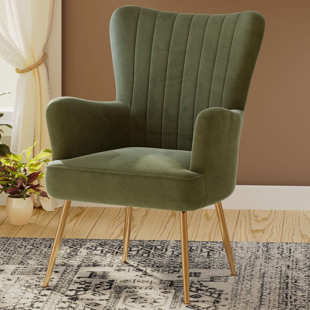Emerald Home Furnishings Amera Accent Chair in Dark Green, , large