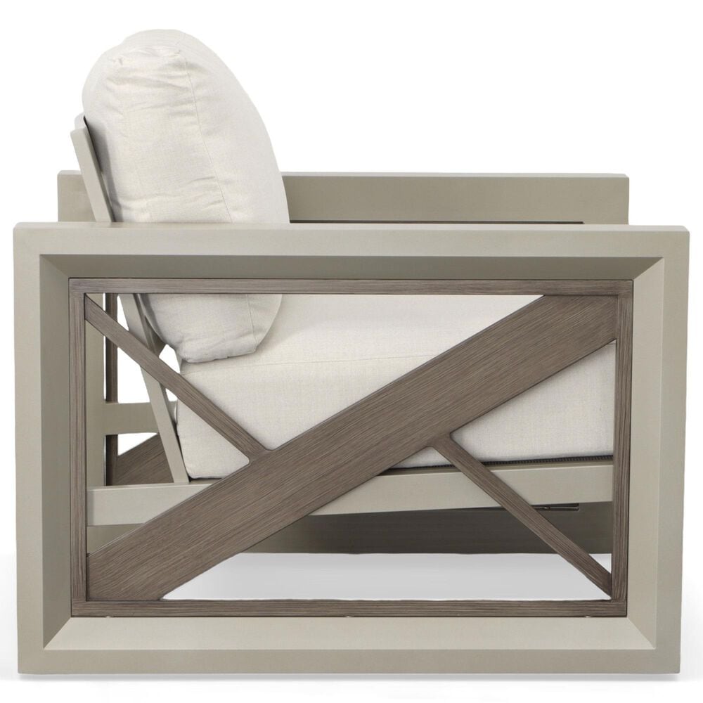 Hearth and Haven Outdoor Patio Beveled Panels Arm Chair with Cushion in Tan, , large