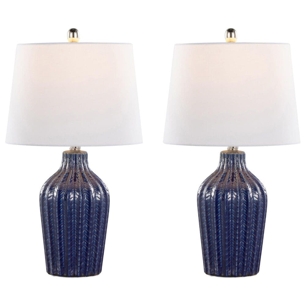 LumiSource Rockwell Table Lamp in Dark Blue and Polished Nickel (Set of 2), , large