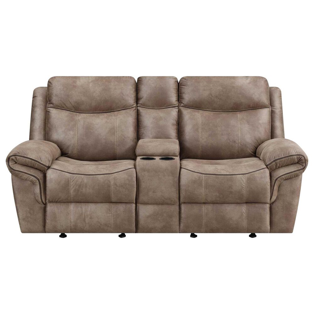Steve Silver Nashville Manual Glider Recliner Console Loveseat in Cocoa, , large