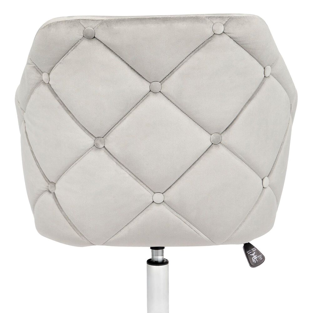Impressions Vanity Pearl Tufted Vanity Chair with Cool Grey Cushion in Silver, , large