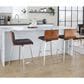 Lumisource Mason Swivel Counter Stool with Black Cushion in Stainless Steel and Walnut (Set of 2), , large
