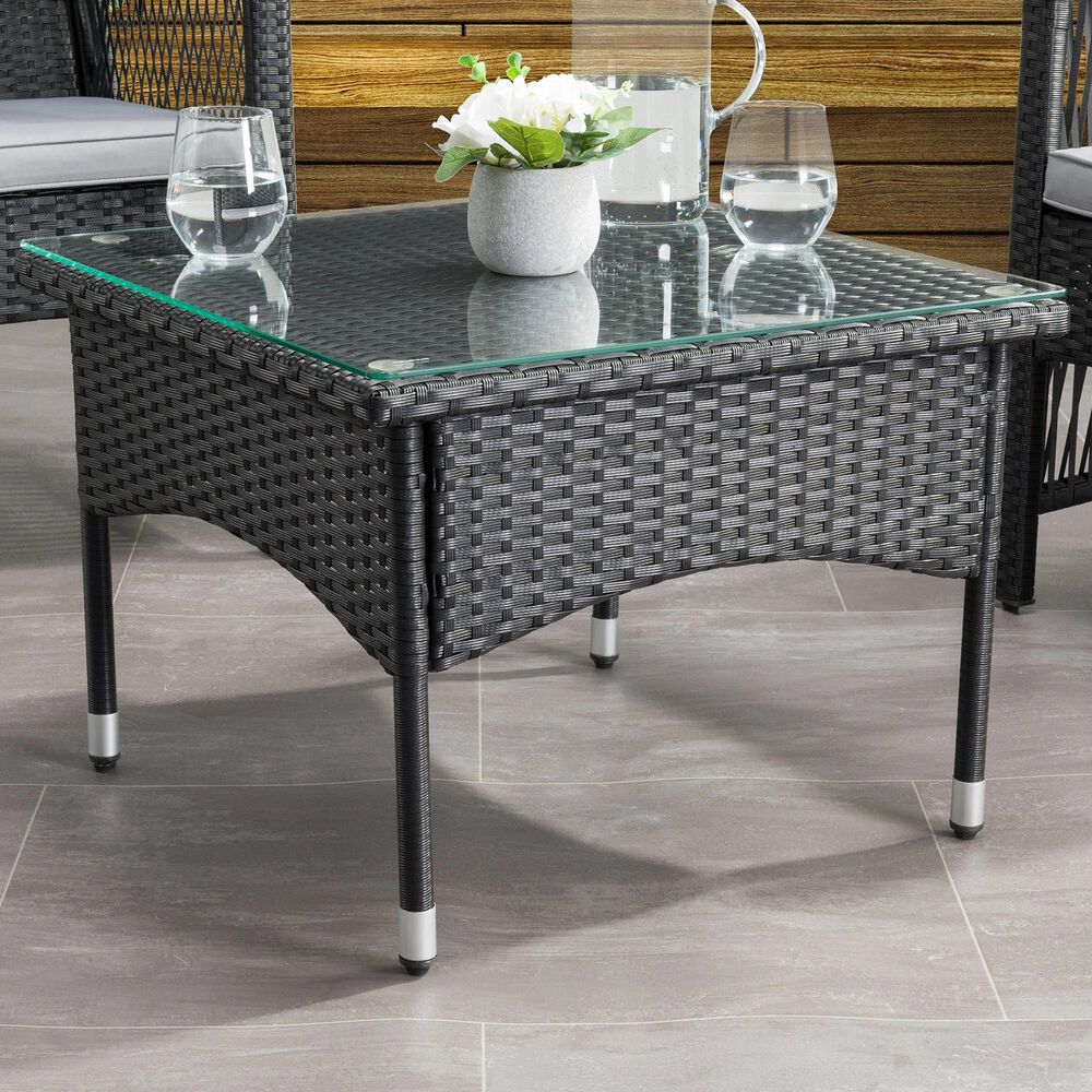 CorLiving Parksville Patio Side Table in Black, , large