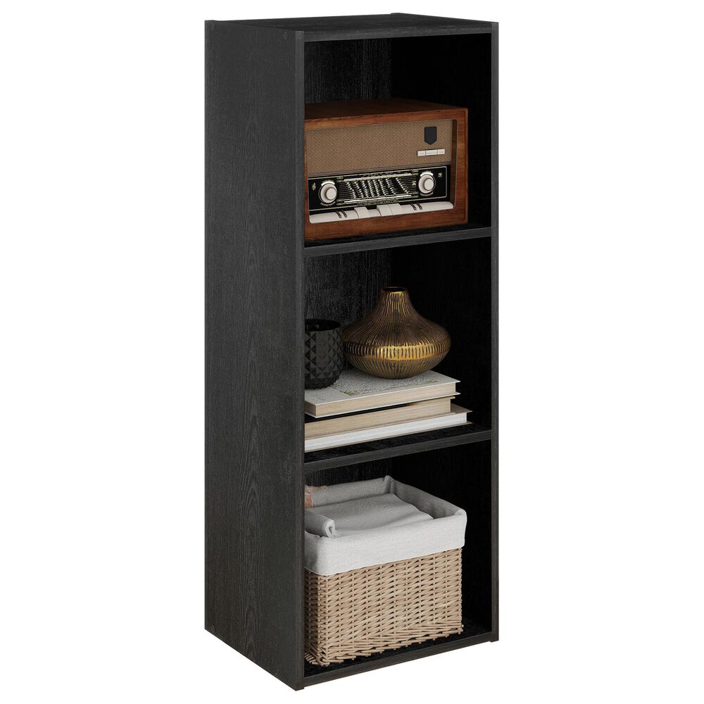 HOMLUX 3-Tier Bookcase with Decorative Open Shelves in Blackwood, , large