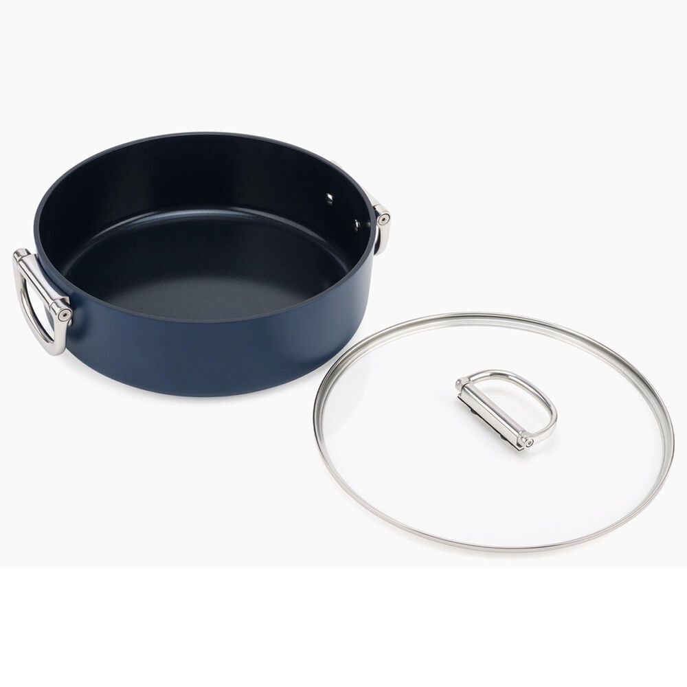 Joseph Joseph Space 11&quot; Folding Handle Shallow Casserole Pan with Lid in Midnight Blue, , large